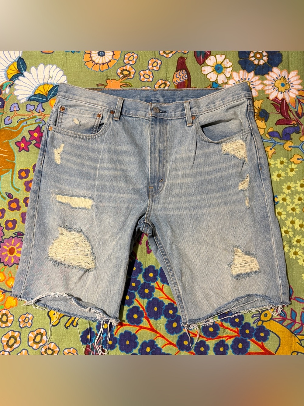 Levi's Light Blue Distressed Denim Cutoff Shorts